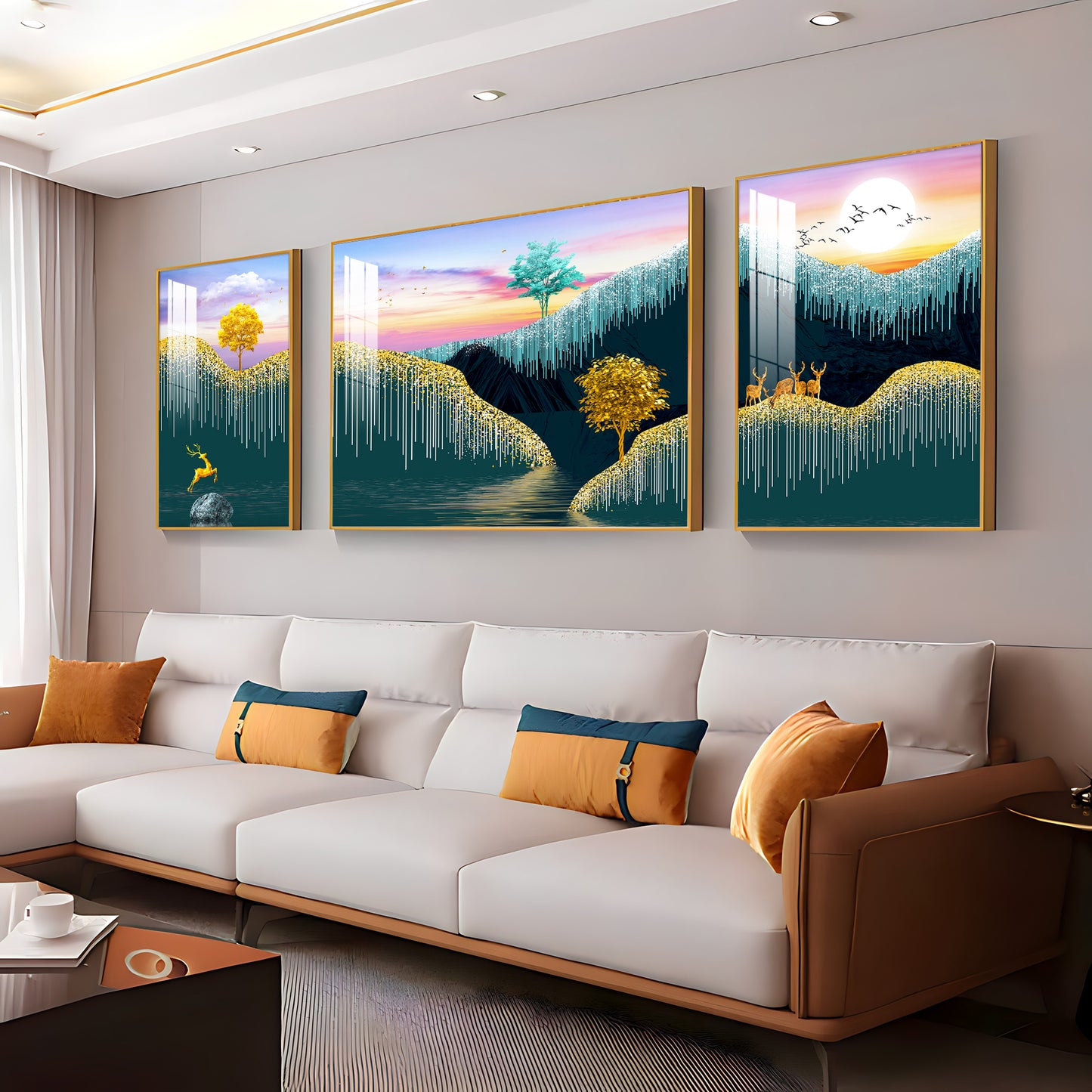 Nature's Harmony Glass Finish Wall Art (Set Of 3)