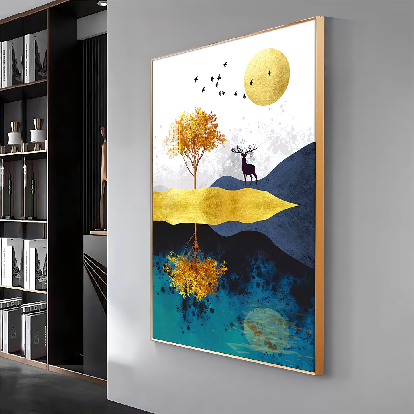 Urban Antler Artistry Glass Finish Vertical Wall Art