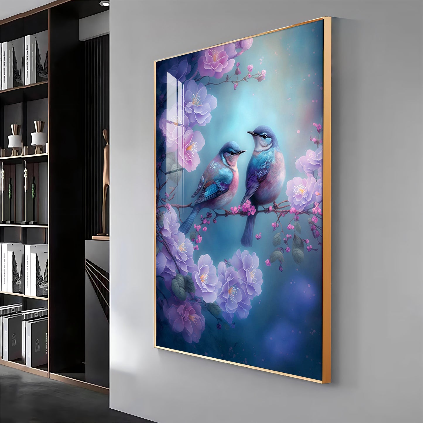 Harmony in Flight Glass Finish Vertical Wall Art