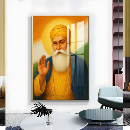 Guru Nanak Dev Ji Glass Finish Vertical Wall Art