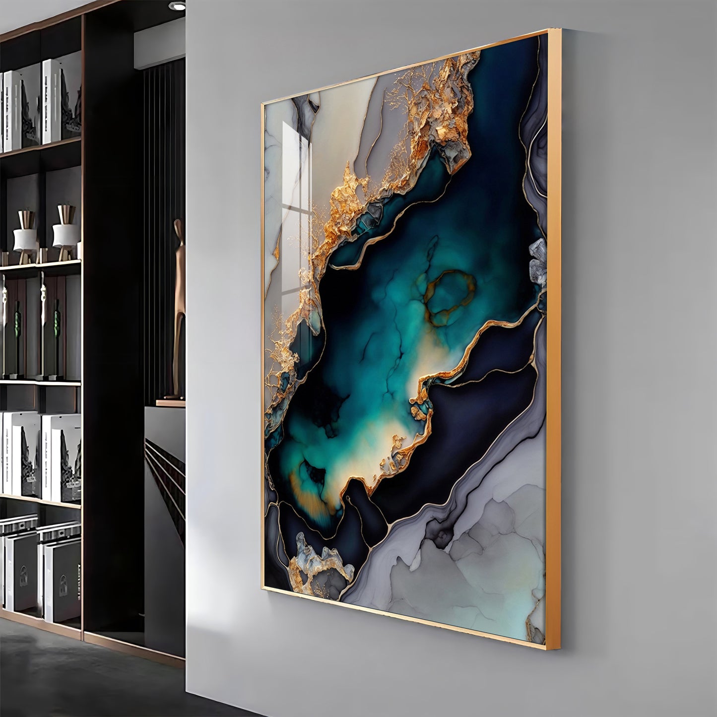 Mystic Waves Glass Finish Vertical Wall Art