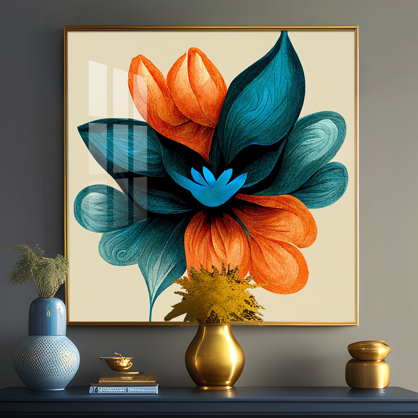 Abstract Ethereal Petals Glass Finish Square Wall Art
