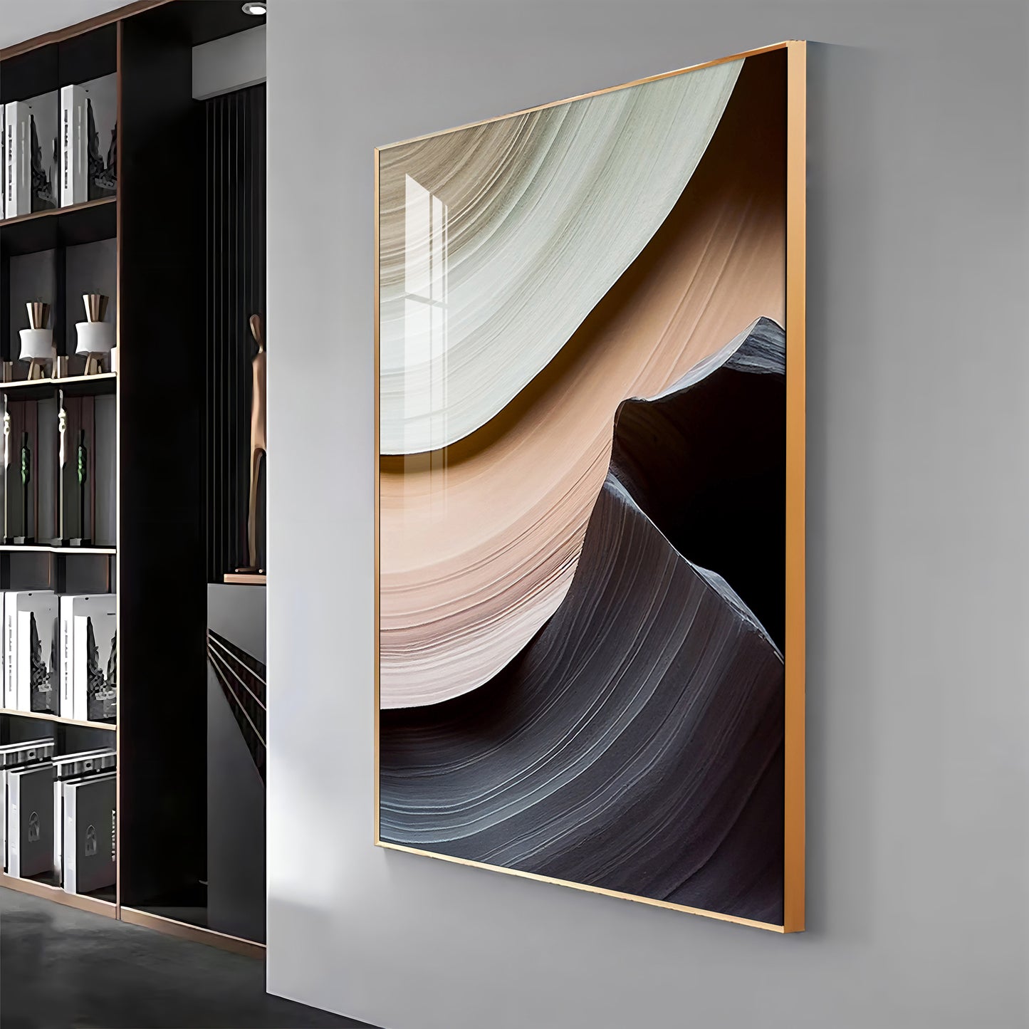 Fluid Horizons Glass Finish Vertical Wall Art