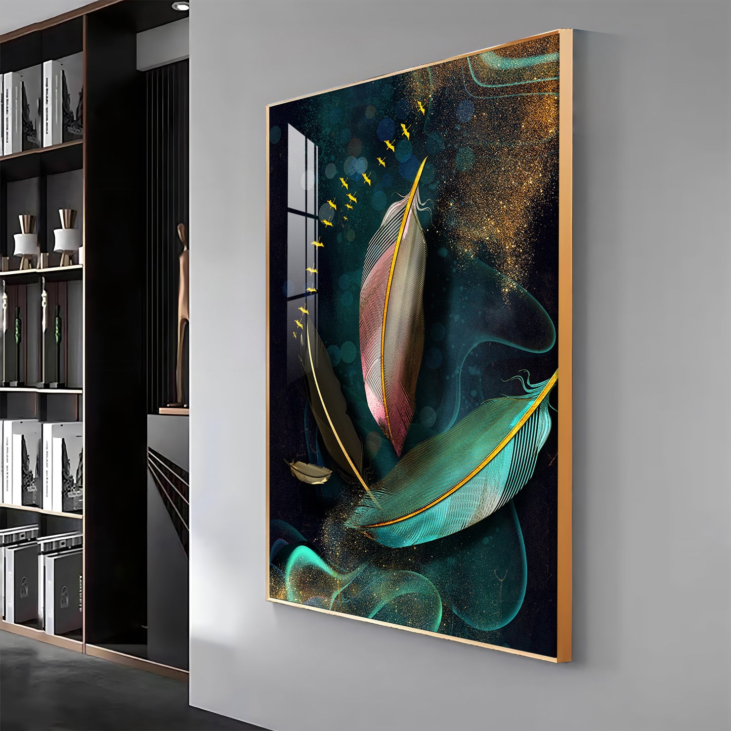Whimsical Wings Glass Finish Vertical Wall Art