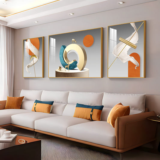 Vivid Abstract Glass Finish Wall Art (Set Of 3)