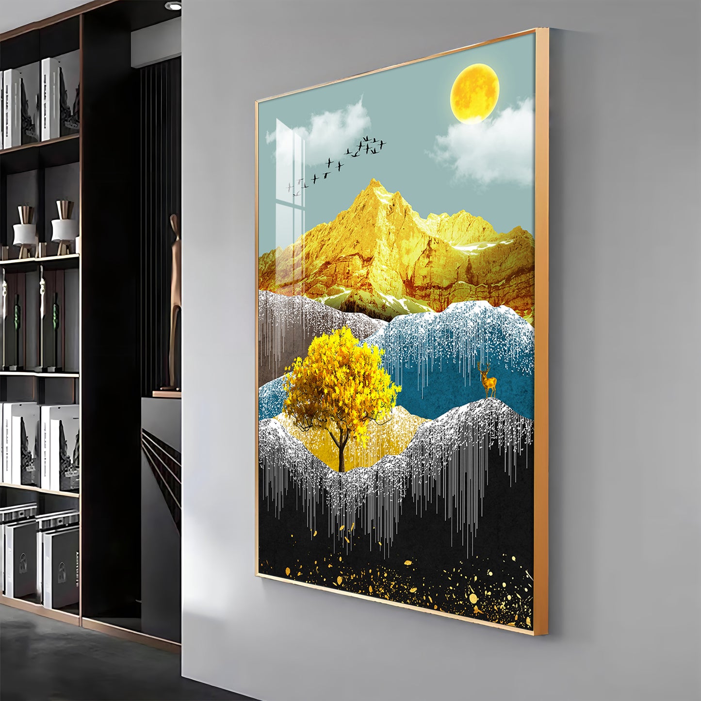 Nature's Embrace Glass Finish Vertical Wall Art
