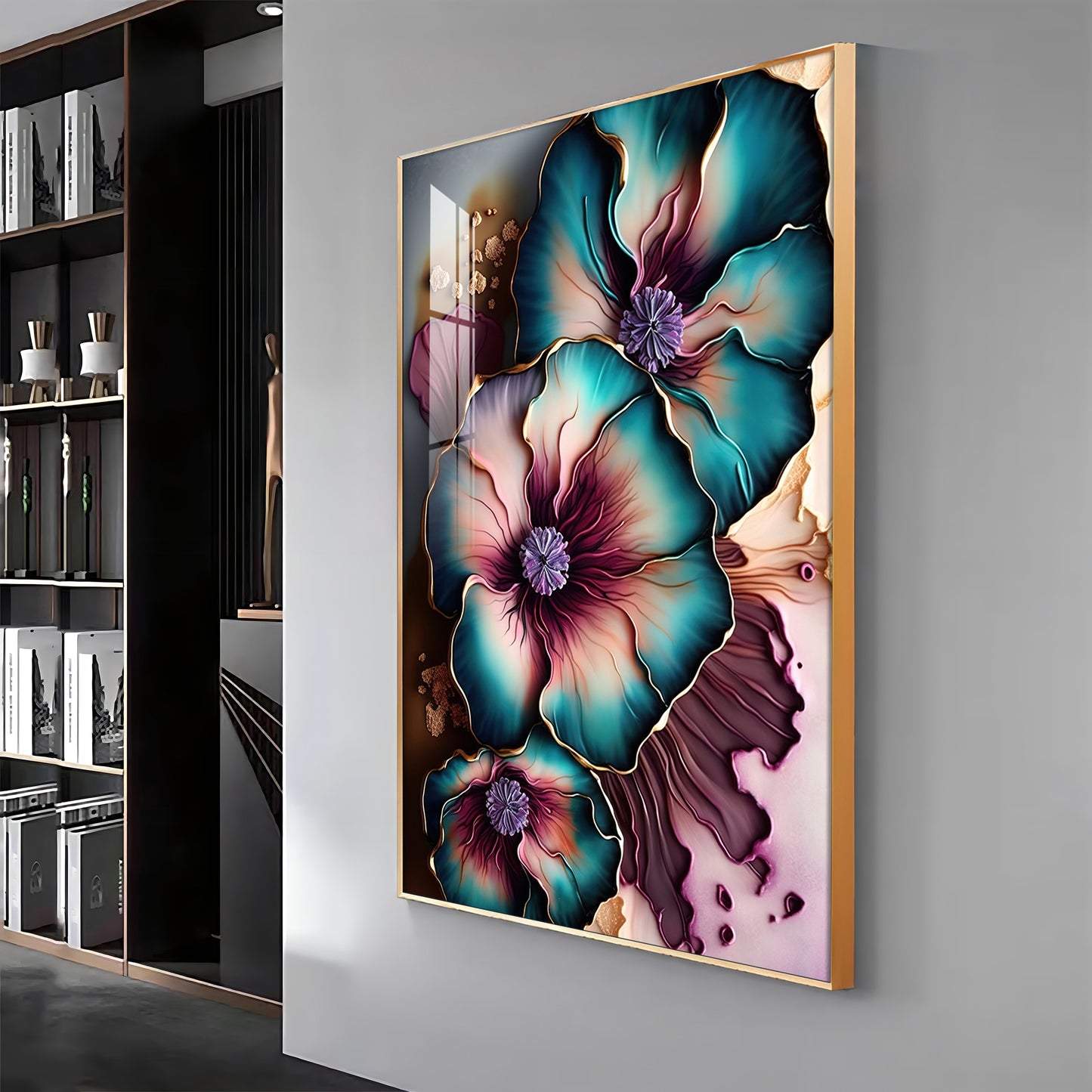 Elysian Blooms Glass Finish Vertical Wall Art