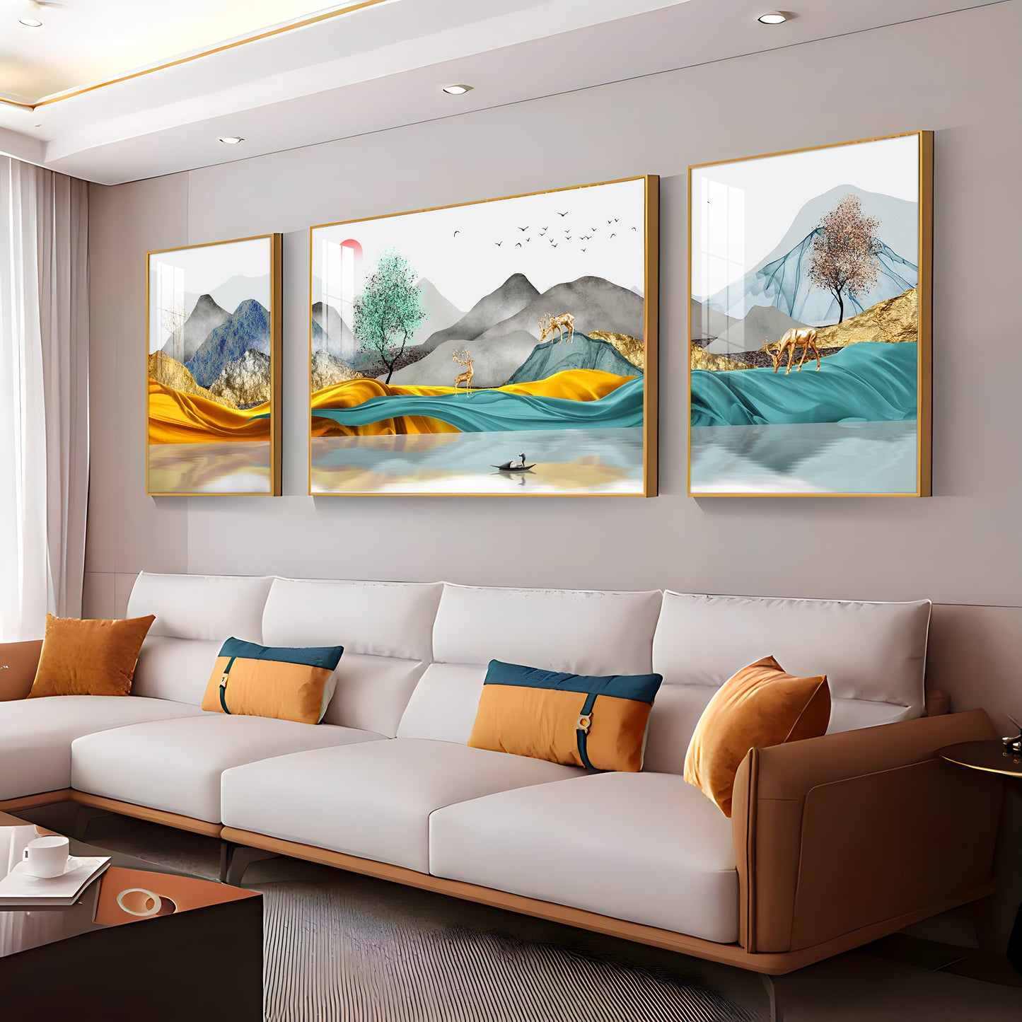 Mountain Scenery Glass Finish Wall Art (Set Of 3)