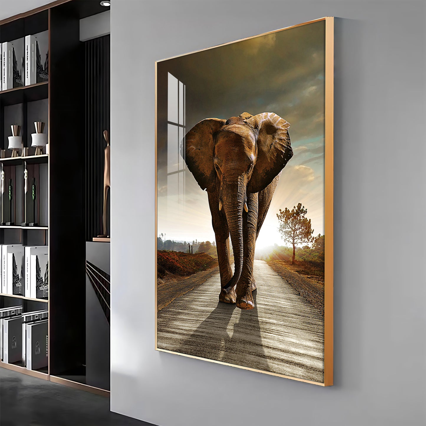 Urban Safari Living Room Adventure Glass Finish Vertical Wall Art