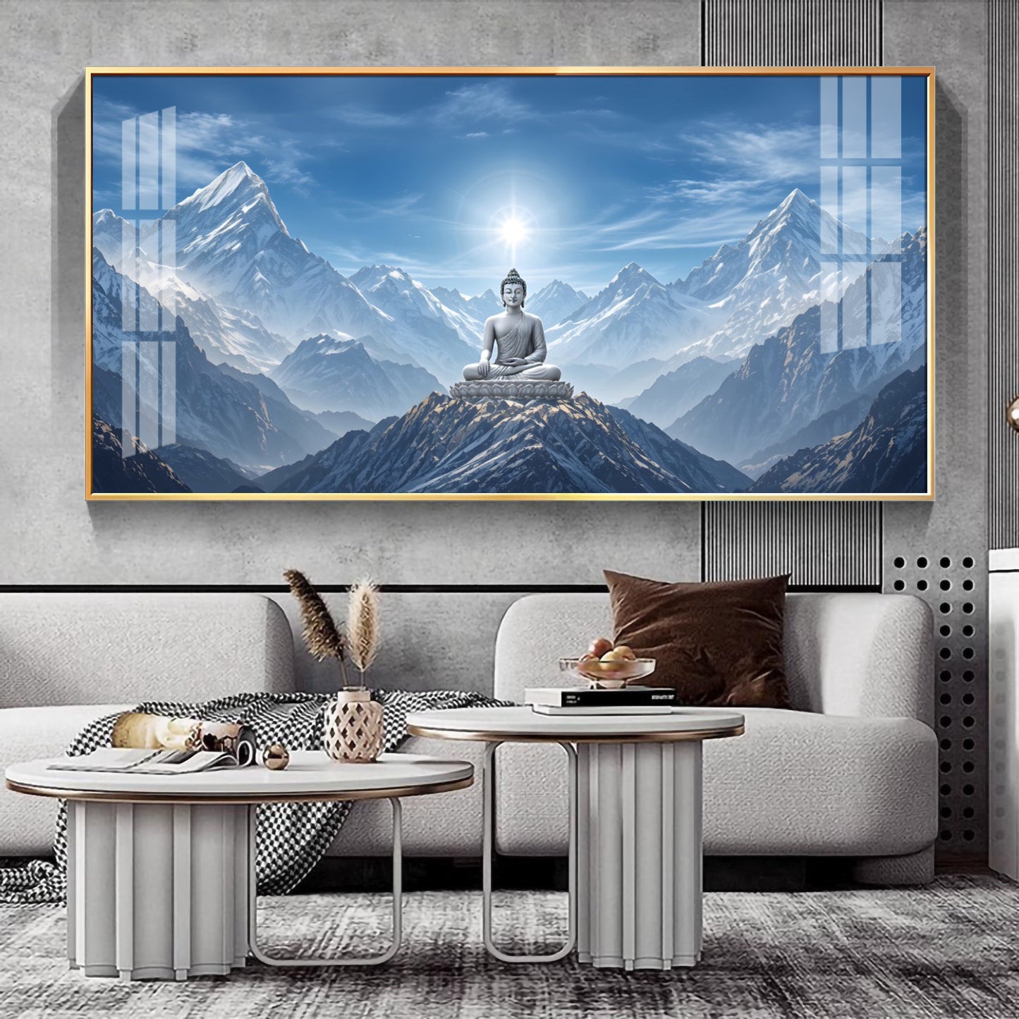 Sky Emembrance Buddha Glass Finish Horizontal Wall Art