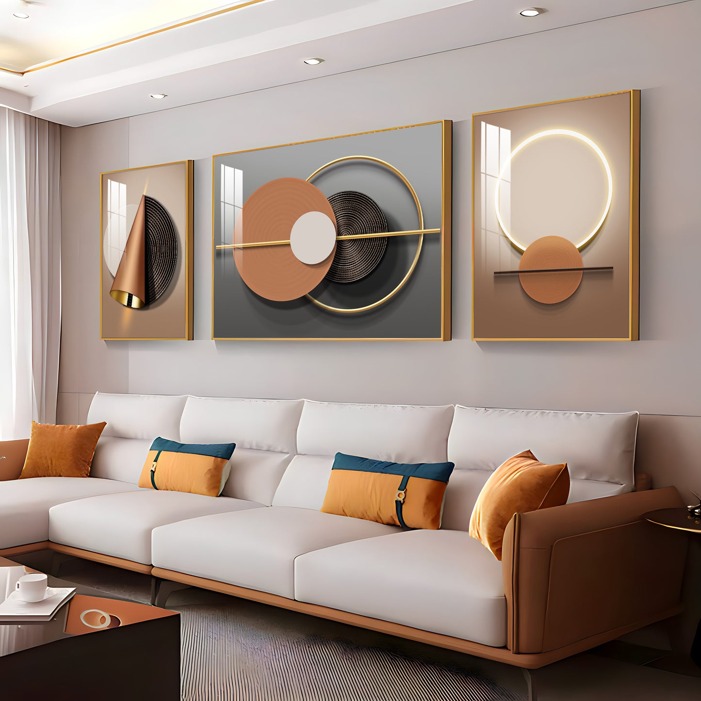 Luxe Haven  Glass Finish Wall Art (Set Of 3)