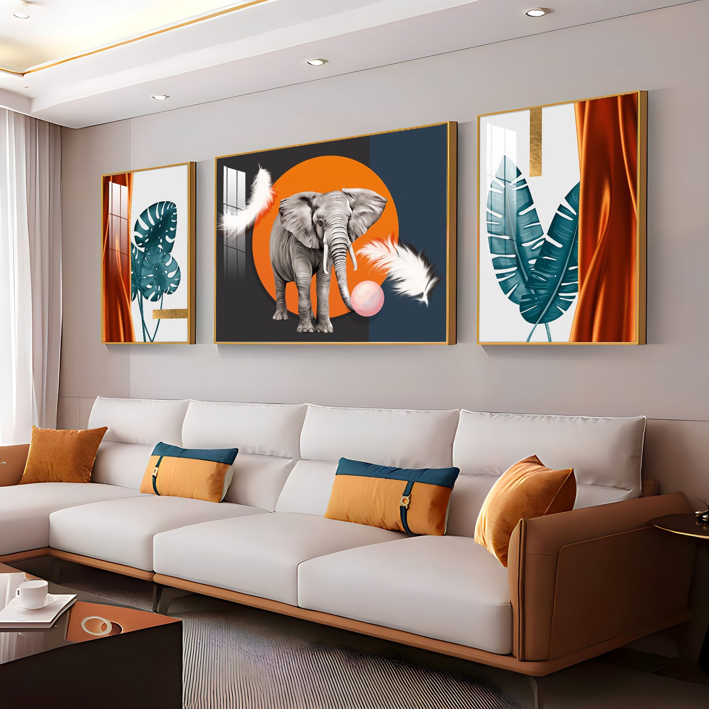 Alpha Aura Glass Finish Wall Art (Set Of 3)