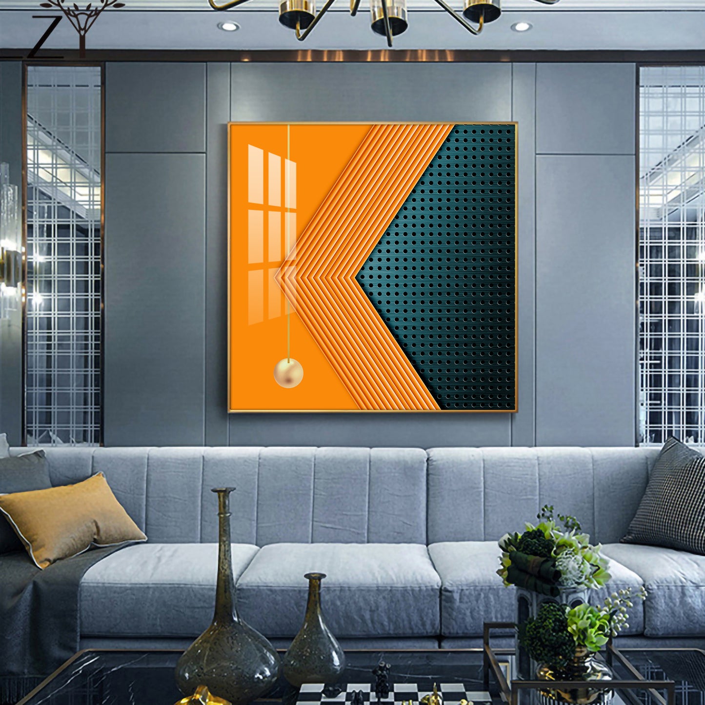 Abstract Expression Glass Finish Square Wall Art