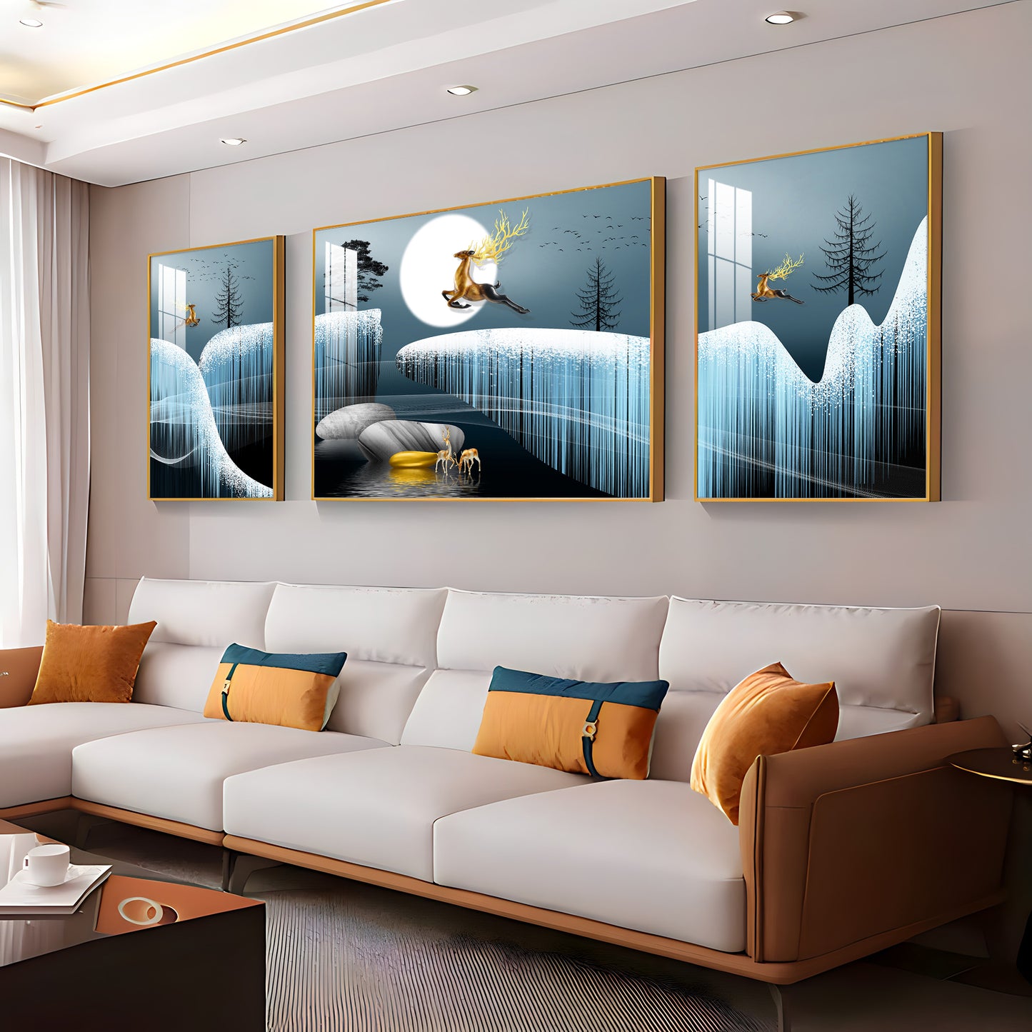Snowy Haven Glass Finish Wall Art (Set Of 3)