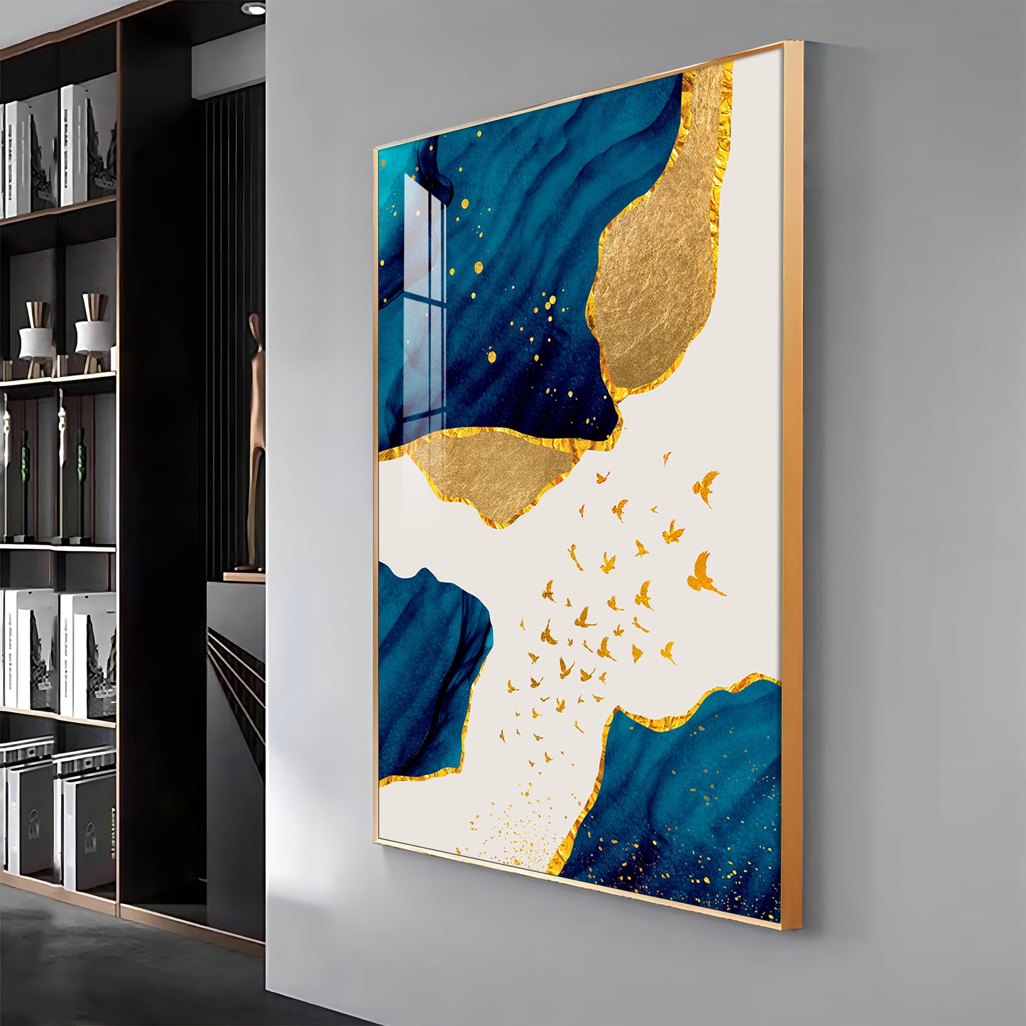 Luxe Harmony Abstracts Glass Finish Vertical Wall Art