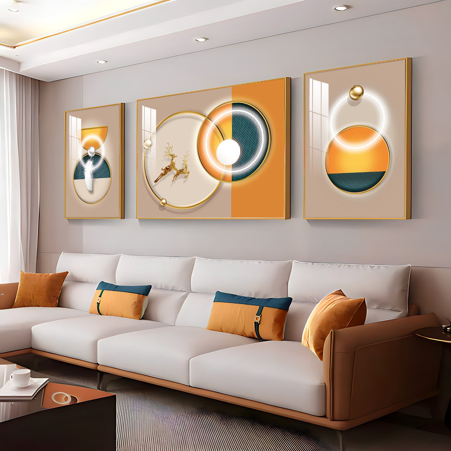 Jumping Towards Light Glass Finish Wall Art (Set Of 3)