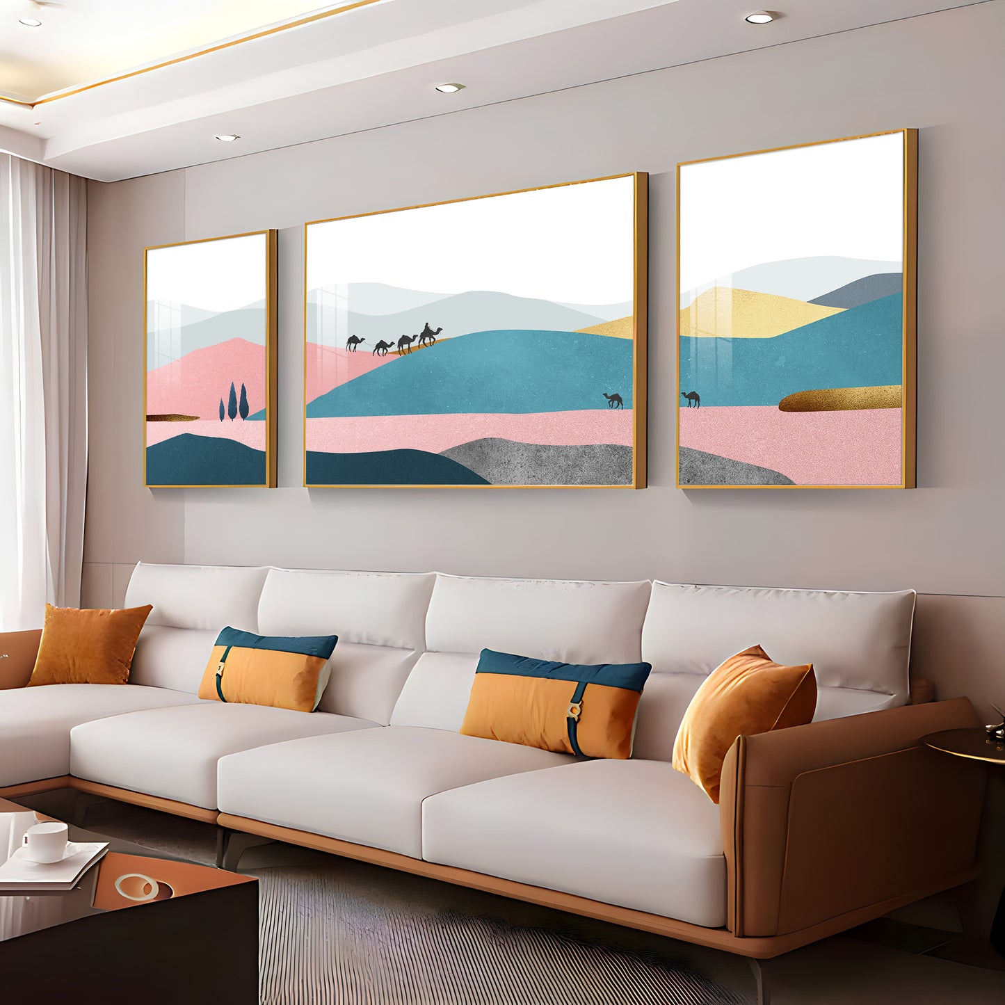 Abstraction of Desert Glass Finish Wall Art (Set Of 3)