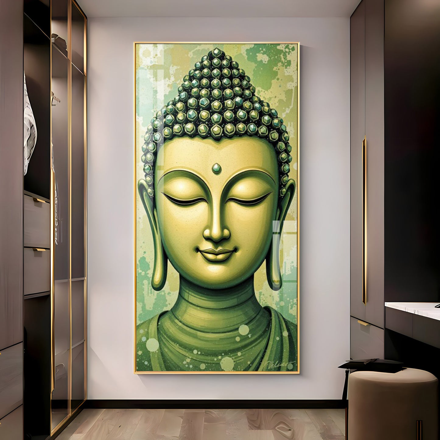 Budha Surreal portrayal Glass Finish Vertical Wall Art