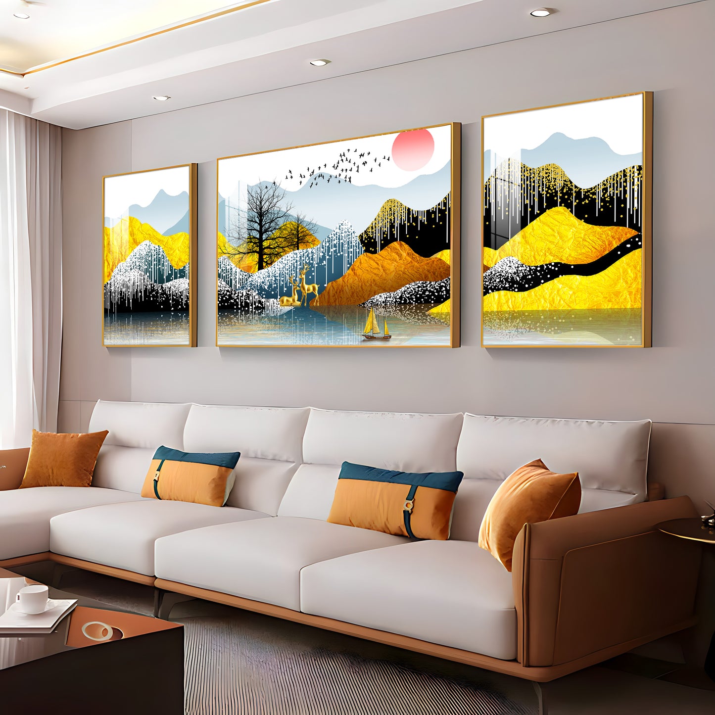 Majestic Mountain Views Glass Finish Wall Art (Set Of 3)