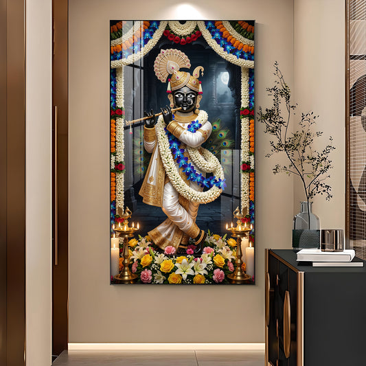 God Shreenath Ji Glass Finish Vertical Wall Art