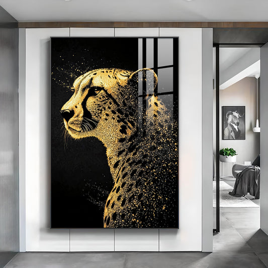 Leopard Glass Finish Vertical Wall Art