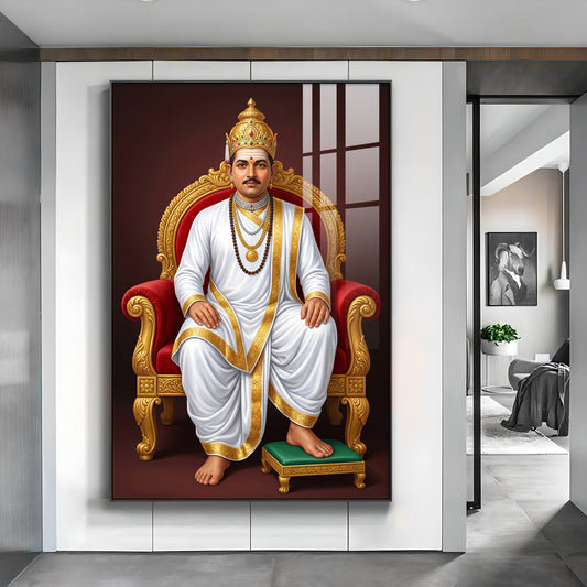 Lord Basavesvara Glass Finish Vertical Wall Art