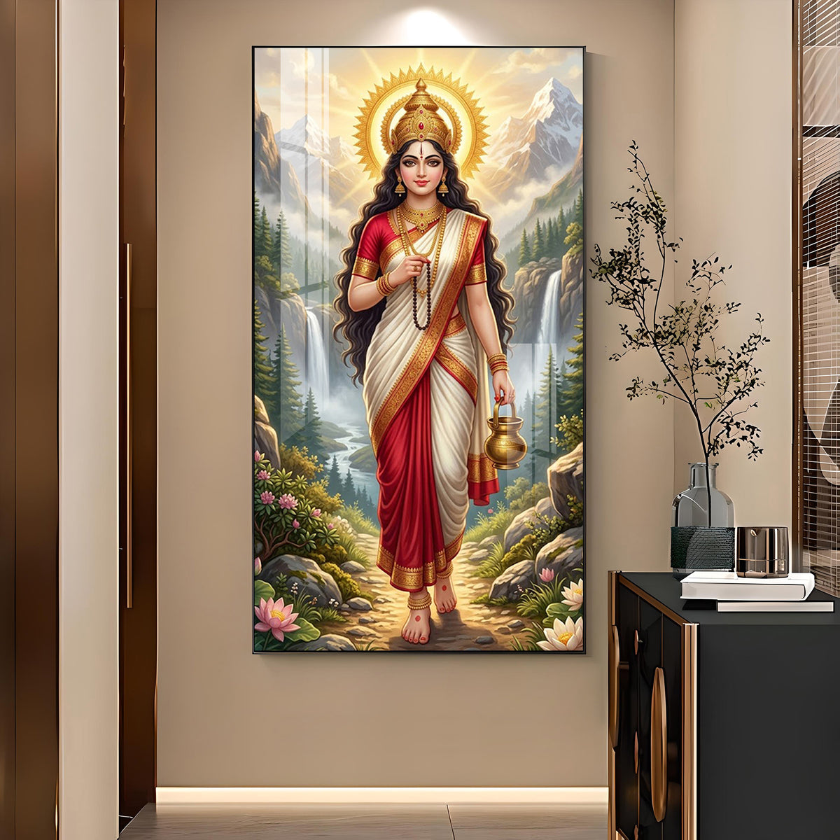 Brahmacharini Maa Glass Finish Vertical Wall Art