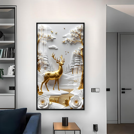 Deerlighted Forest Glass Finish Vertical Wall Art