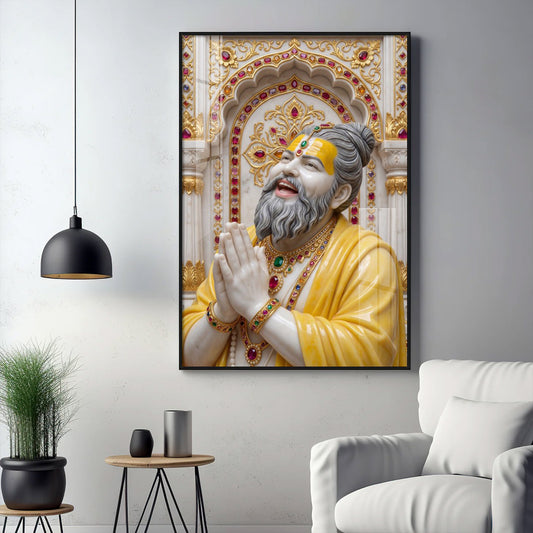 Shri Premanand Ji Maharaj Glass Finish Vertical Wall Art