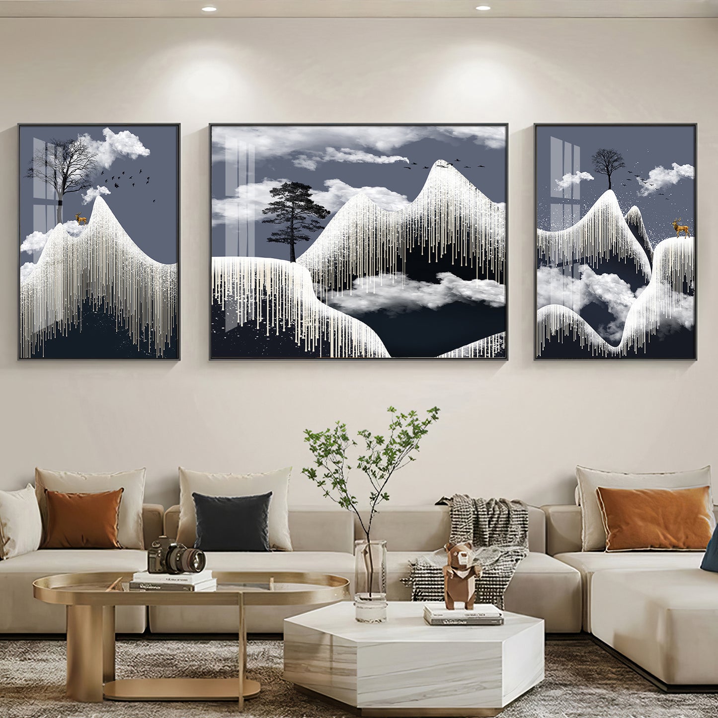 Alpine Dreamscape Glass Finish Wall Art (Set Of 3)