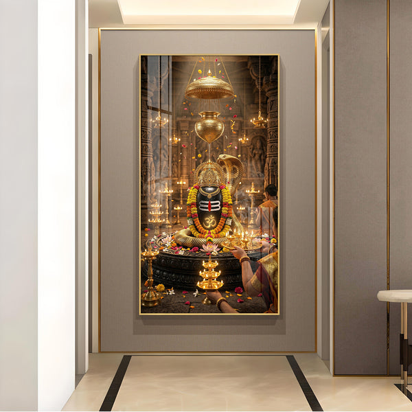 Jai Shiv Shankar Glass Finish Vertical Wall Art