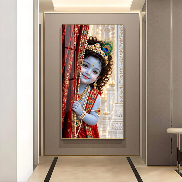 Bal Gopal Glass Finish Vertical Wall Art