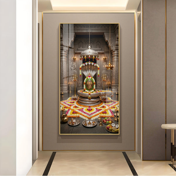 Divine Omkareshwar Jyotirlinga Glass Finish Vertical Wall Art