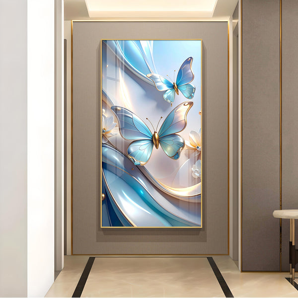 Butterfly Bliss Bouquet Glass Finish Vertical Wall Art