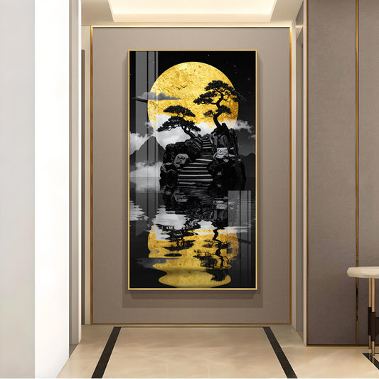 Twilight Tree Serenity Glass Finish Vertical Wall Art