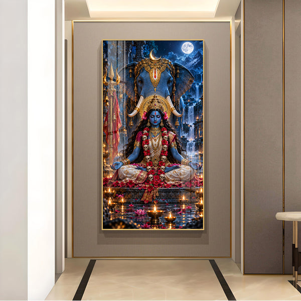 Maa Kalaratri Glass Finish Vertical Wall Art