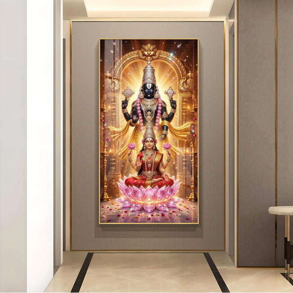 Lord Tirupati Balaji Glass Finish Vertical Wall Art