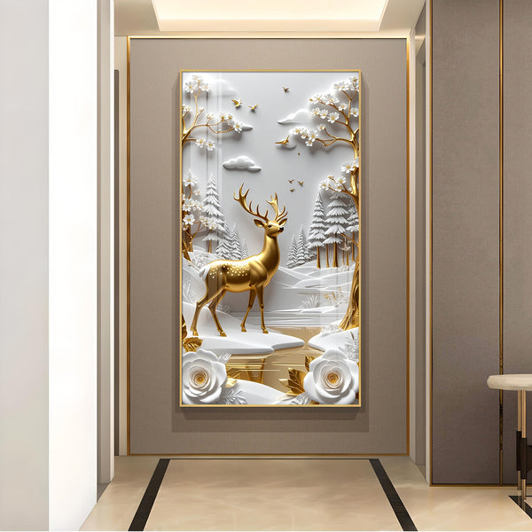 Deerlighted Forest Glass Finish Vertical Wall Art