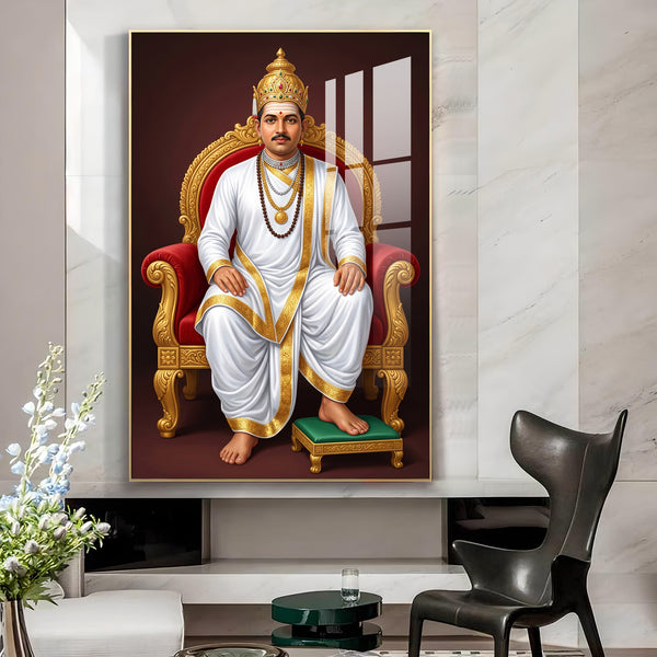 Lord Basavesvara Glass Finish Vertical Wall Art