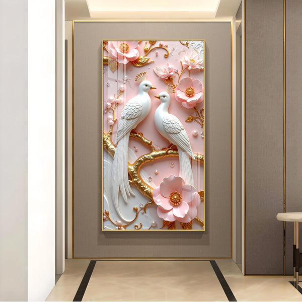Whimsical Winged Pair Glass Finish Vertical Wall Art