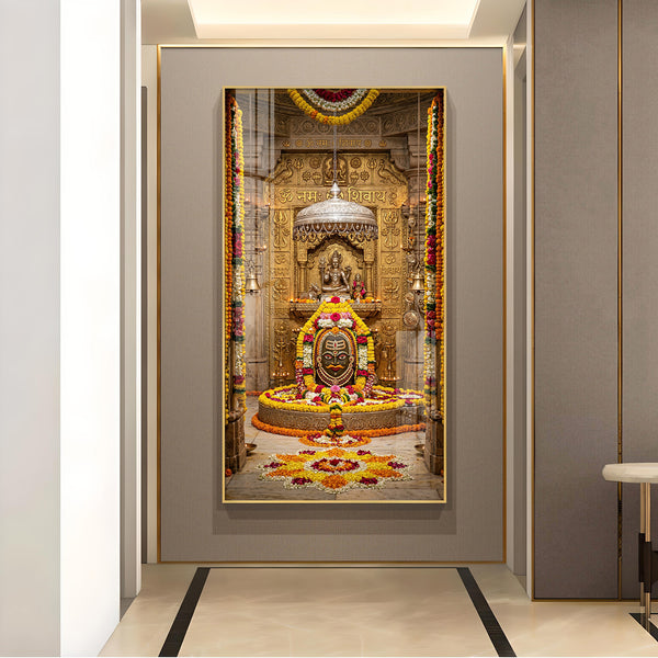 Mahakaleshwar Jyotirlinga Glass Finish Vertical Wall Art