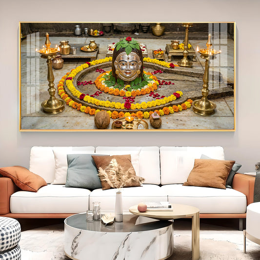 Trimbakeshwar Jyotirlinga Glass Finish Horizontal Wall Art