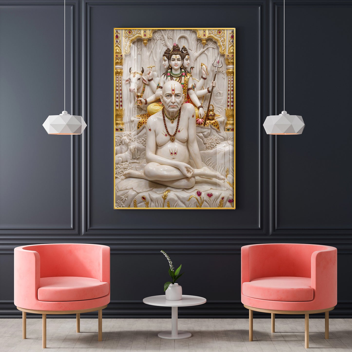 Swami Samarth Glass Finish Vertical Wall Art