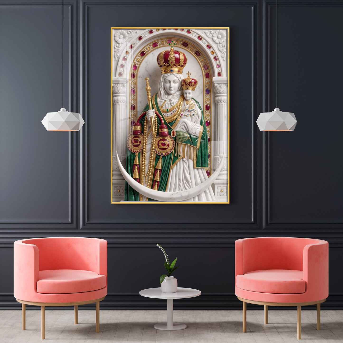 Velankanni Mother Mary Glass Finish Vertical Wall Art