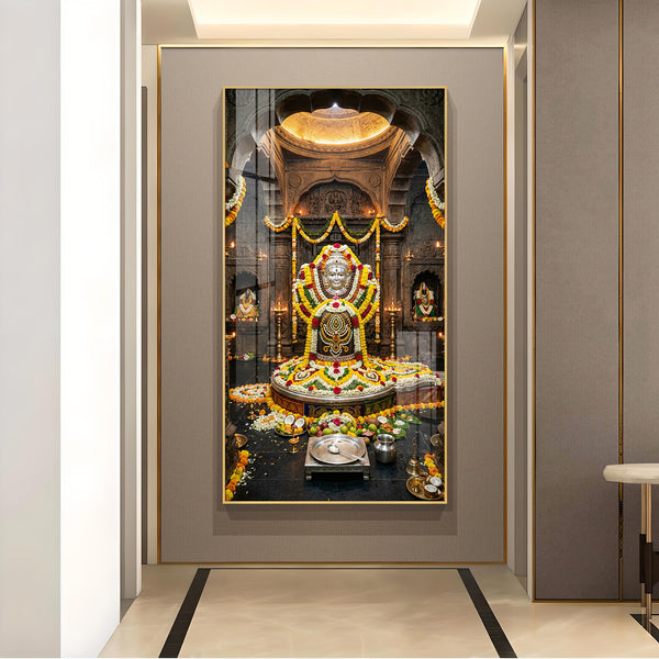 Divine Mallikarjuna Jyotirlinga Glass Finish Vertical Wall Art
