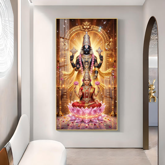 Lord Tirupati Balaji Glass Finish Vertical Wall Art