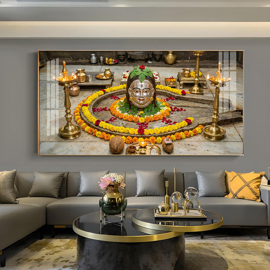 Trimbakeshwar Jyotirlinga Glass Finish Horizontal Wall Art