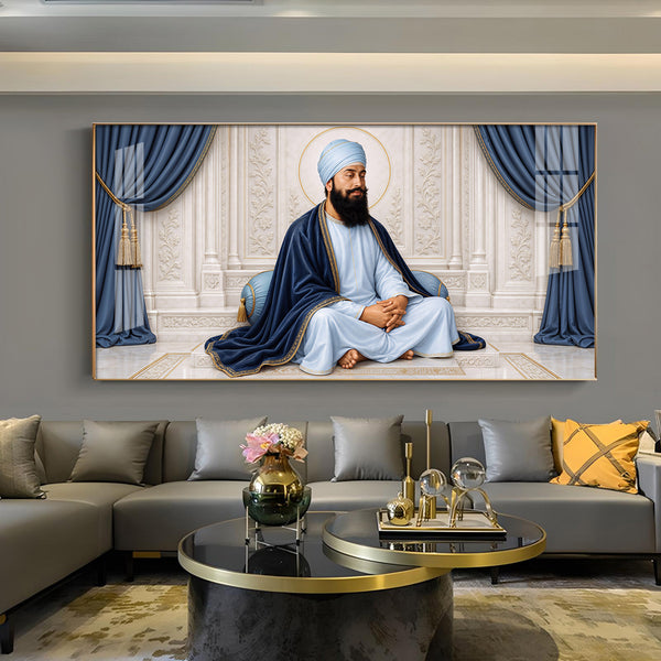 Guru Tegh Bahadur Ji Glass Finish Horizontal Wall Art