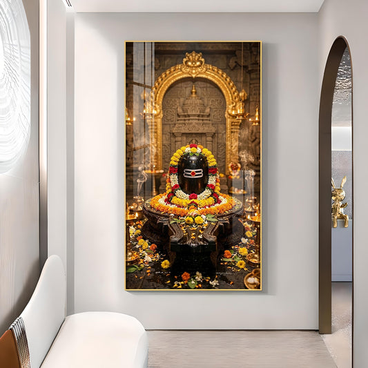 Shivling Mahakaleshwar Glass Finish Vertical Wall Art