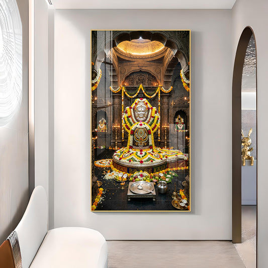 Divine Mallikarjuna Jyotirlinga Glass Finish Vertical Wall Art